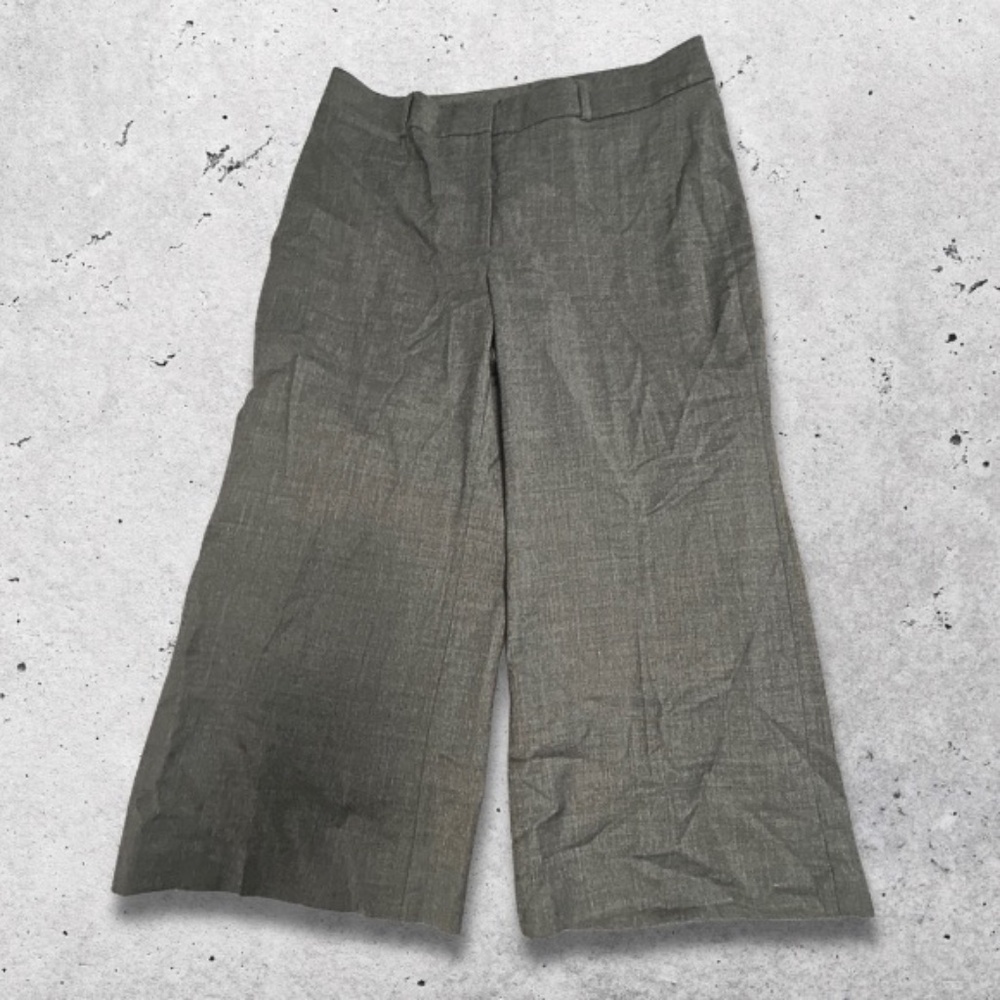 White House Black Market Dress Pants‎ Wide Leg Crop Wool Blend Gray Women’s 12R